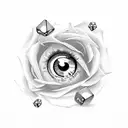 eye clock rose dice cards tattoo design idea