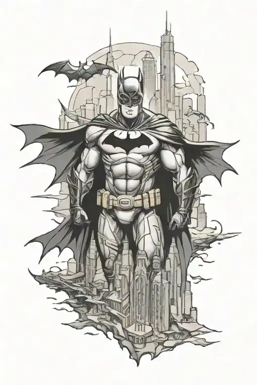 batman overlooking gotham city inside tattoo design idea