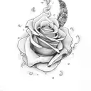 angel with clouds and roses  tattoo design idea