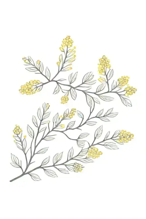 branch of mimosa flowers tattoo design idea