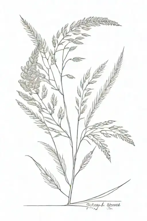 a branch of mimosa and an ear of wheat tattoo design idea