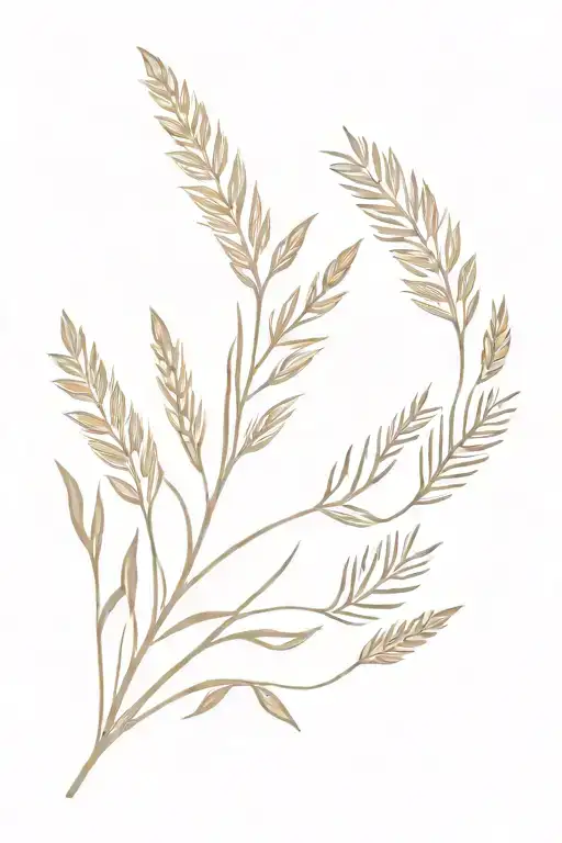 mimosa branch and wheat ears tattoo design idea