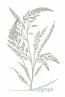 a branch of mimosa and an ear of wheat tattoo design idea