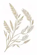 mimosa branch and wheat ears tattoo design idea
