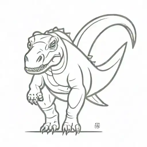 iguanodon with its thumb up  tattoo design idea