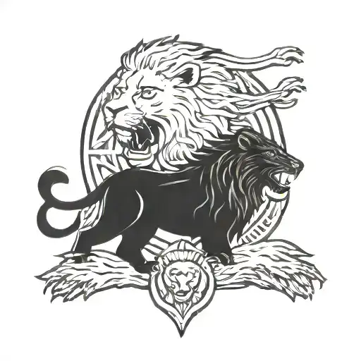 3 lions and 1 eagle tattoo design idea