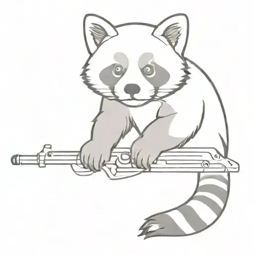 red panda and 47 rifle tattoo design idea