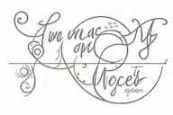 text in cursive saying "I'm a rising Cancer and a fucked up moon" two lines with the zodiac symbol for Cancer and a moon tattoo design idea