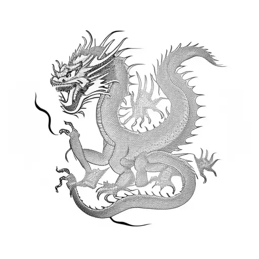 oriental dragon  tattoo design idea