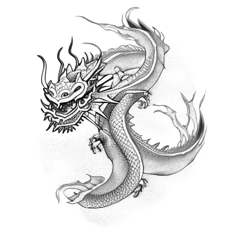 oriental dragon  tattoo design idea