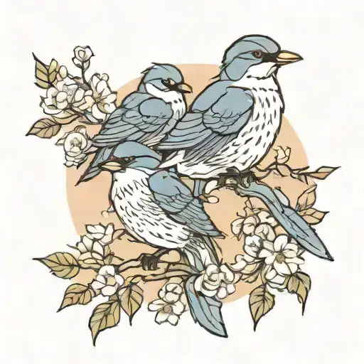 Birds with a faint cloud behind them  tattoo design idea