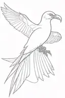 Perched Frigate Bird with tale made up of many frigate birds tattoo design idea