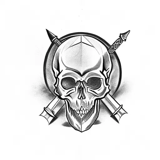 skull and daggers tattoo design idea
