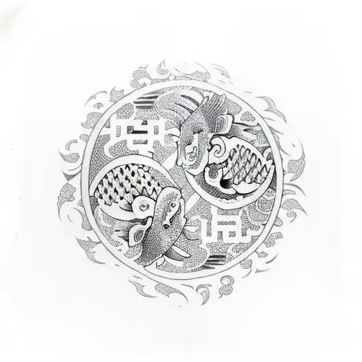 yin Yang koi tattoo design idea