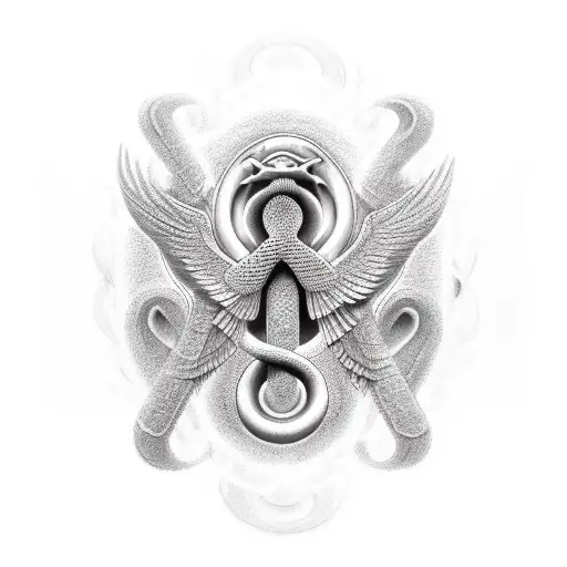 Ankh combined with caduceus snakes tattoo design idea