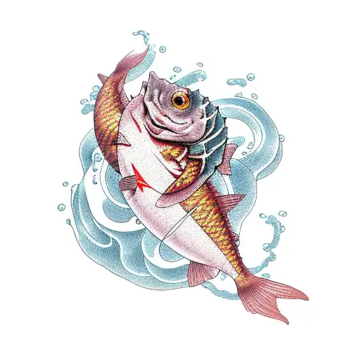 magikarp in hanko style tattoo design idea