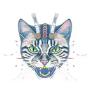 samurai cat tattoo design idea