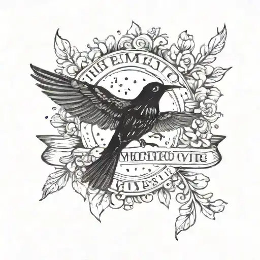 the words Memento Vivere with blackbirds flying away from the words tattoo design idea