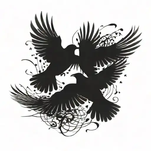 phrase Memento Vivere with blackbirds flying away  tattoo design idea
