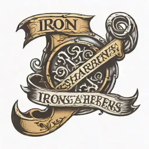 iron sharpens iron old English font surrounded in tooled leather  tattoo design idea