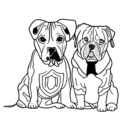 English Staffy and King Charles Cavalier sitting next to each other tattoo design idea