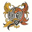 sankofa and Aya adinkra symbol tattoo design idea