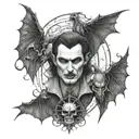 A tattoo design inspired by the story of Dracula and vampires, incorporating elements of gothic literature and mysticism tattoo design idea