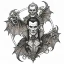 A tattoo design inspired by the story of Dracula and vampires, incorporating elements of gothic literature and mysticism tattoo design idea
