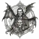A tattoo design inspired by the story of Dracula and vampires, incorporating elements of gothic literature and mysticism tattoo design idea