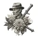 A black and grey tattoo inspired by the novels '100 Years of Solitude' and 'Pedro Paramo' tattoo design idea