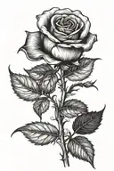 A blackwork tattoo of a therror-infused rose in a state of decay tattoo design idea
