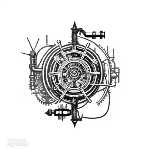 AI steampunk tattoo design idea
