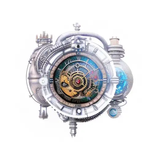 AI steampunk tattoo design idea