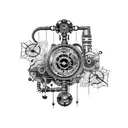 AI steampunk tattoo design idea