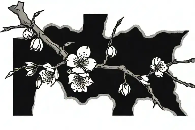 Cherry blossom branch, edgy, gothic tattoo design idea