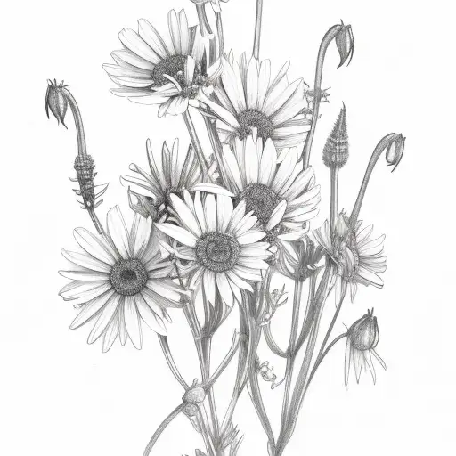 wildflowers long skinny tattoo design idea