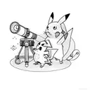 pikachu and a telescope tattoo design idea