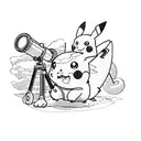 pikachu and a telescope tattoo design idea