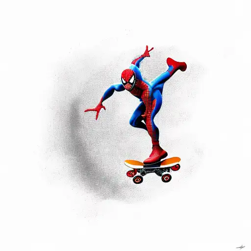spiderman on skateboard tattoo design idea