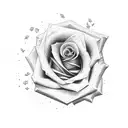 Rose on fire inside a box tattoo design idea