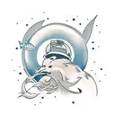 sol, mar e uma lua em linhas finas e retas para o braço  tattoo design idea