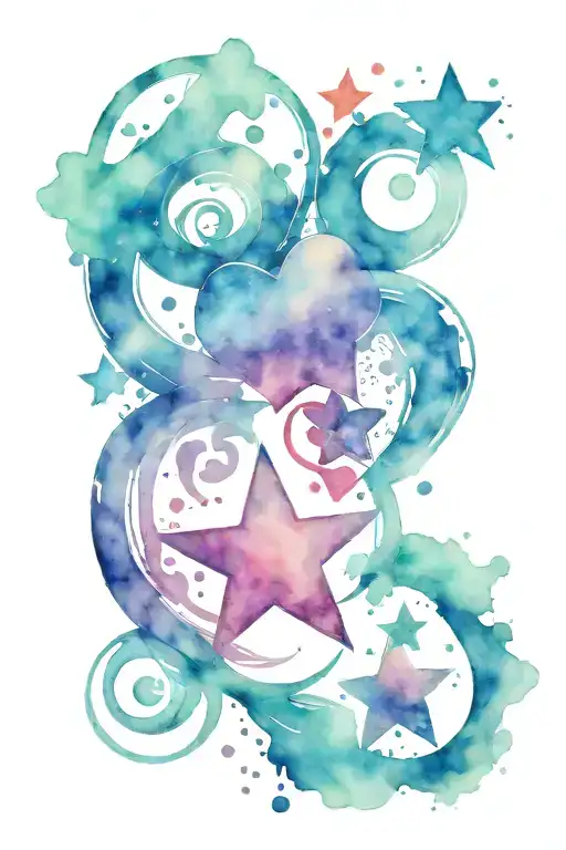 star, book, heart, paw print tattoo design idea