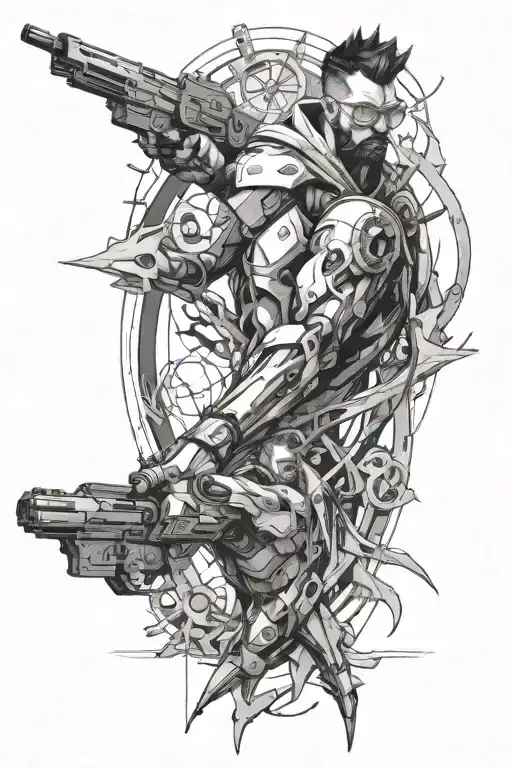 full-arm tattoo with characters from the game Portal and Half Life tattoo design idea