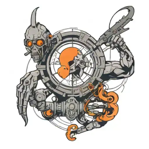 full-arm tattoo with characters from the game Portal and Half Life tattoo design idea
