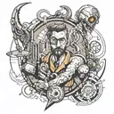 full-arm tattoo with characters from the game Portal and Half Life tattoo design idea