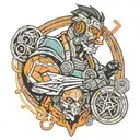 full-arm tattoo with characters from the game Portal and Half Life tattoo design idea