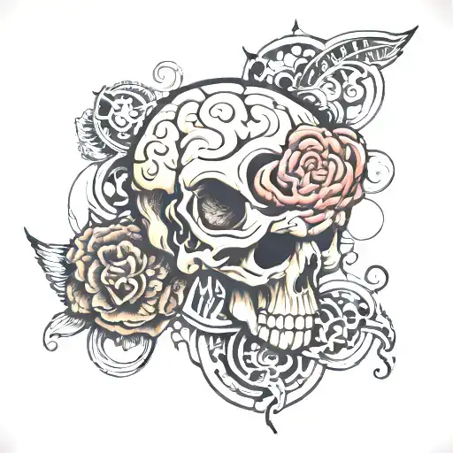 I SACLE WITH A RELIATIC BRAIN ON ONE SIDE AND A CARTOON HAERT ON THE OTHER AND THEY ARE EQUALLY BALNACED tattoo design idea