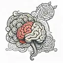 I SACLE WITH A RELIATIC BRAIN ON ONE SIDE AND A CARTOON HAERT ON THE OTHER AND THEY ARE EQUALLY BALNACED tattoo design idea