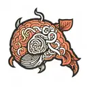 I SACLE WITH A RELIATIC BRAIN ON ONE SIDE AND A CARTOON HAERT ON THE OTHER AND THEY ARE EQUALLY BALNACED tattoo design idea