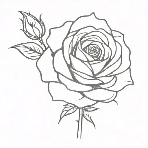 rose with a long and straight stem tattoo design idea